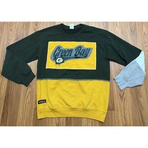 Green Bay Packers Refried Crewneck Sweatshirt Mens Small Upcycled Colorblock